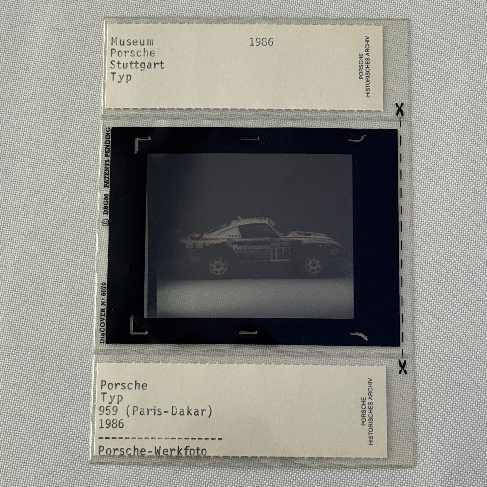 Porsche 959 Paris Dakar Rally Museum Archive Factory Photo Slide Transparency