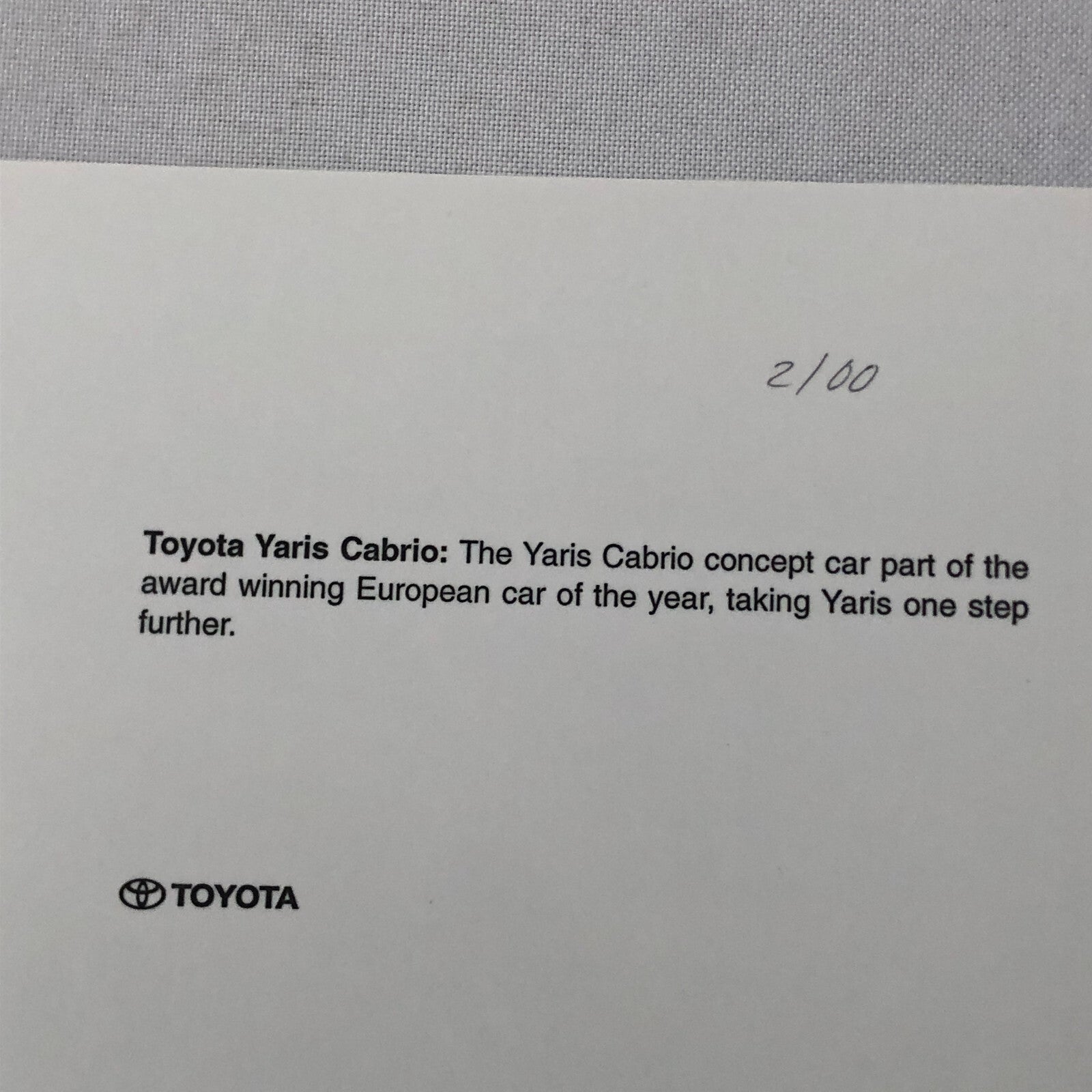 Toyota Yaris Cabrio Convertible Car Factory Press Photo Photograph