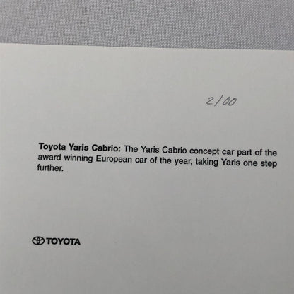 Toyota Yaris Cabrio Convertible Car Factory Press Photo Photograph