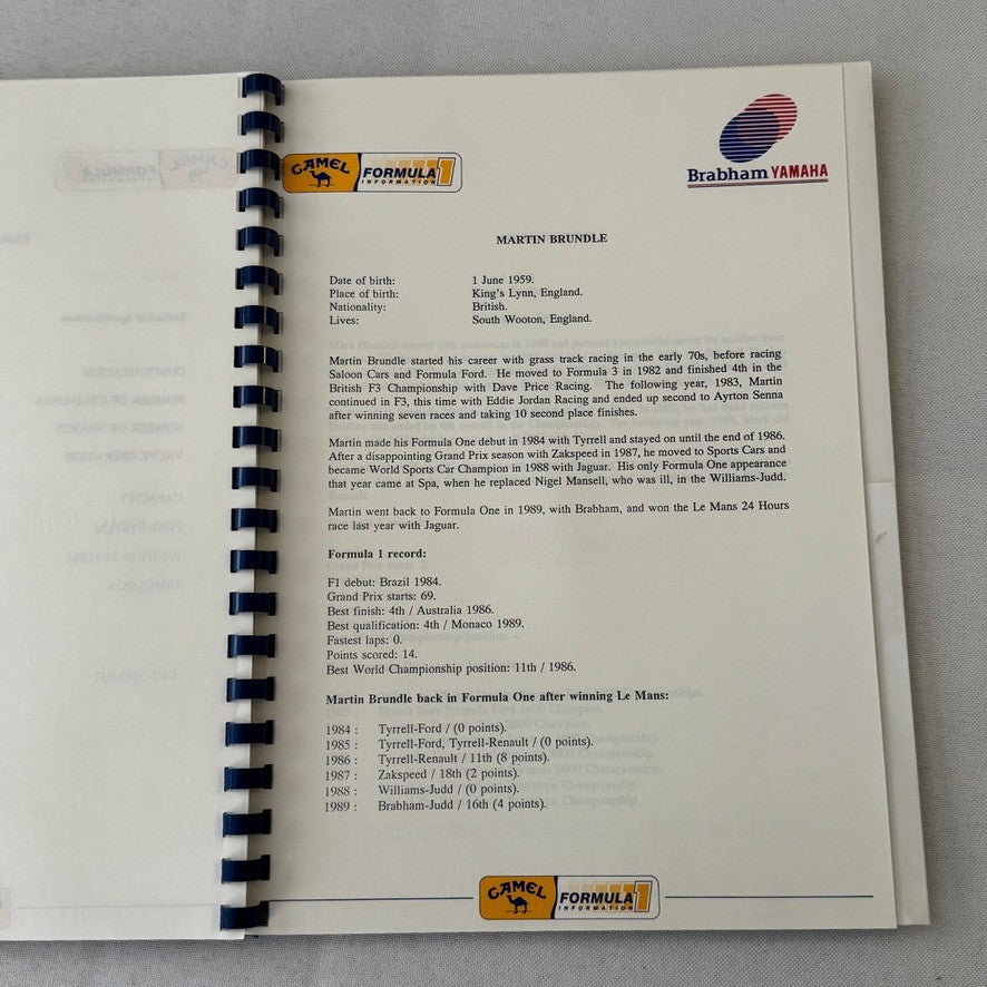 Camel Formula One Racing Press Kit Brochure Nelson Piquet Nigel Mansell 1991