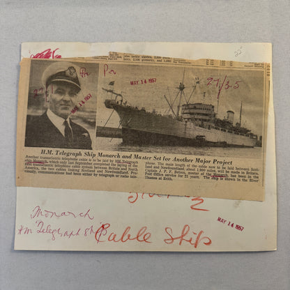 British Navy HM Monarch Telegraph Ship Boat Press Photo Photograph 1957