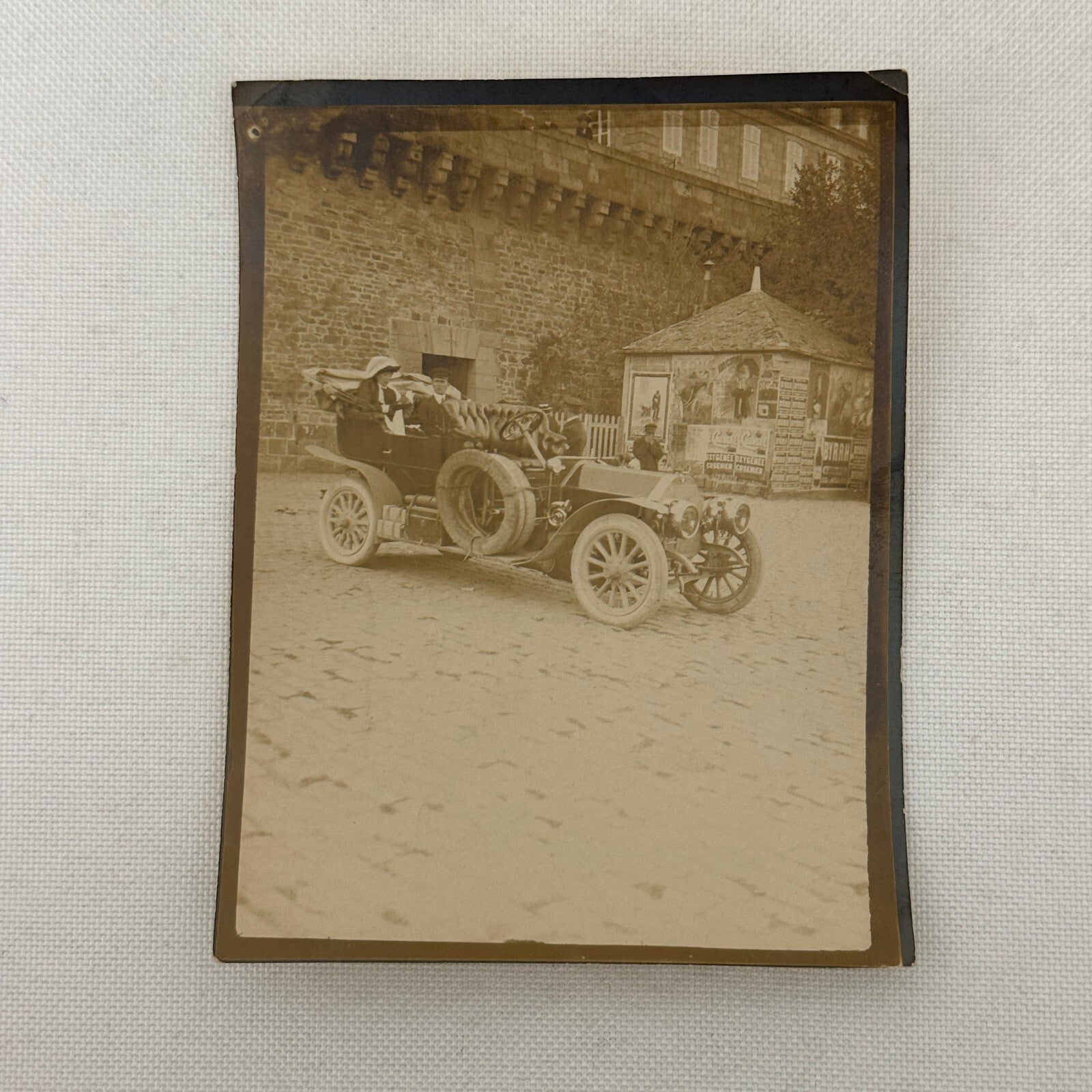 Vintage Photograph Photo People with Antique Car Early Automobile