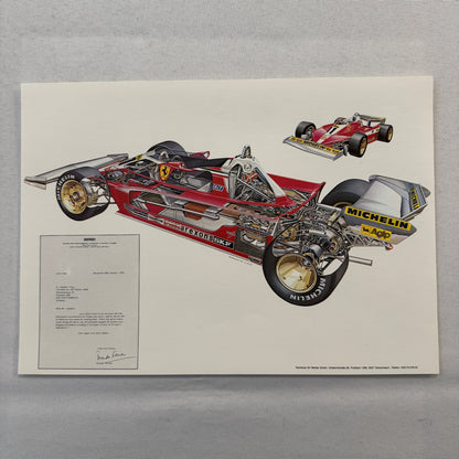 Ferrari 312 T3 Racing Car Cutaway Illustration Mini Poster