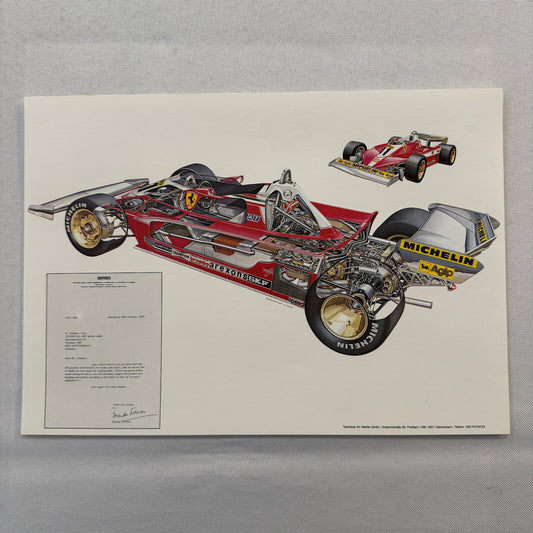 Ferrari 312 T3 Racing Car Cutaway Illustration Mini Poster