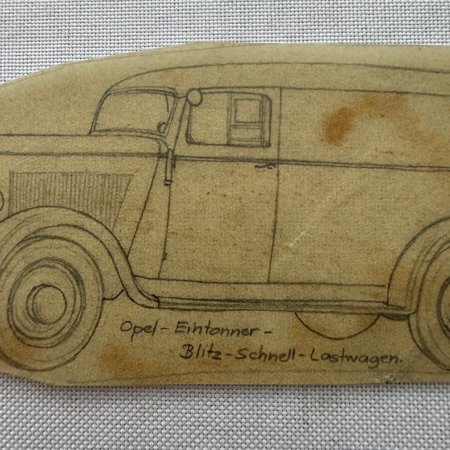 Vintage Illustration Opel Delivery Van Hand Drawn Drawing Sketch Art Germany