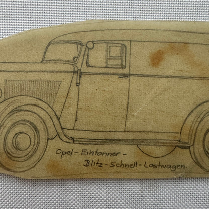 Vintage Illustration Opel Delivery Van Hand Drawn Drawing Sketch Art Germany