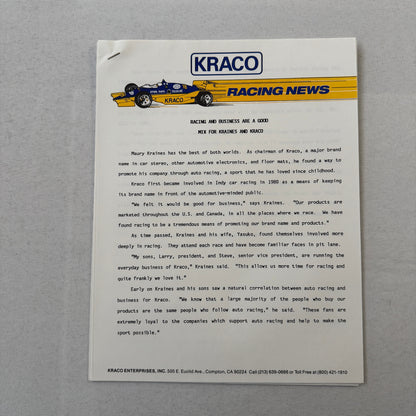 1990 Bobby Rahal Kraco Racing Press Kit Brochure Photos Lola Chevrolet Indy Car