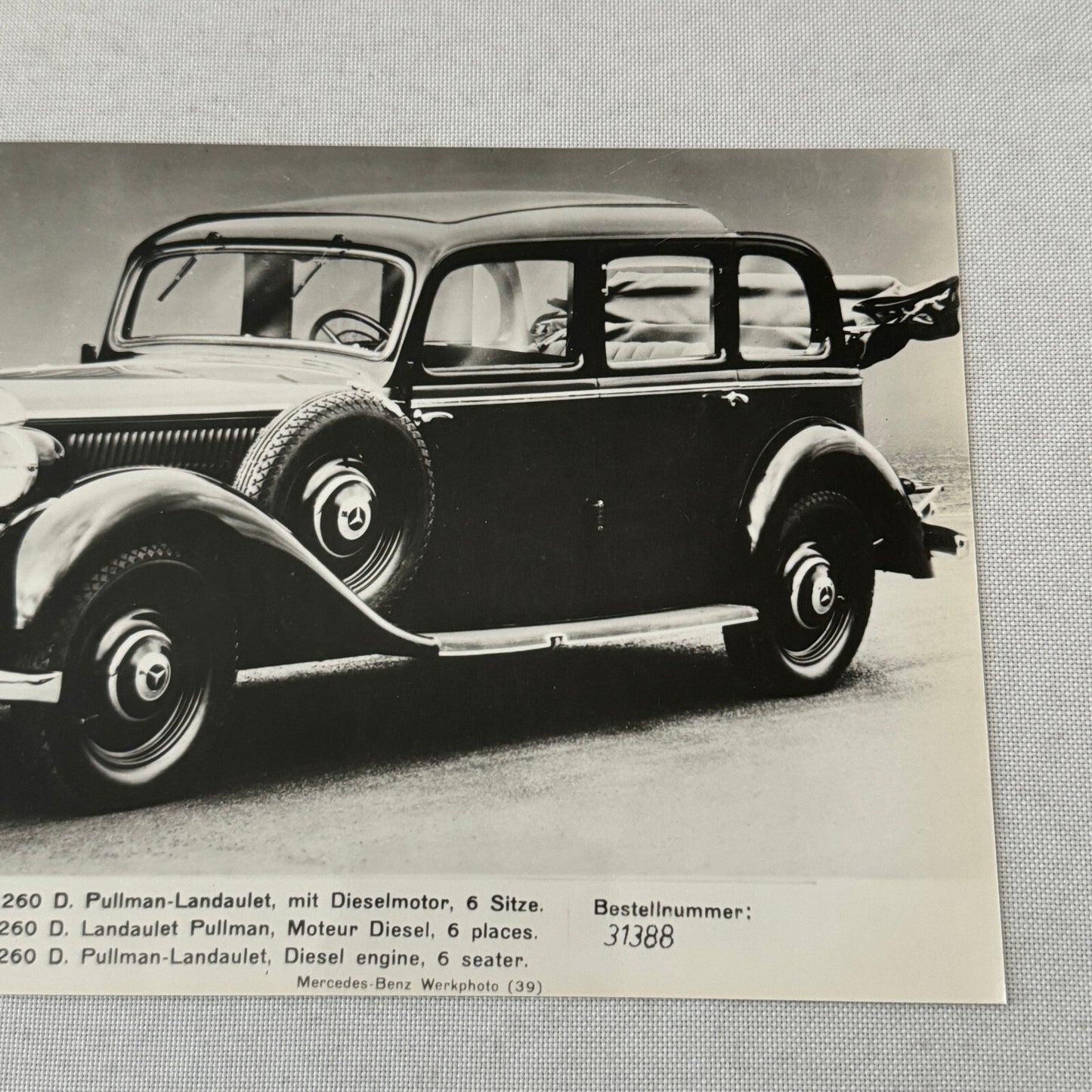 Mercedes Benz Typ 260 D Pullman Landaulet Factory Press Photo Photograph 260D