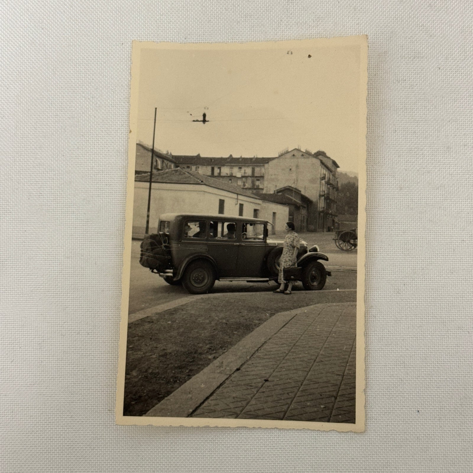 Vintage Photo Photograph Print People with Early Automobile Car