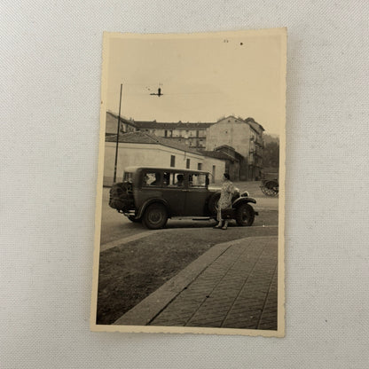 Vintage Photo Photograph Print People with Early Automobile Car
