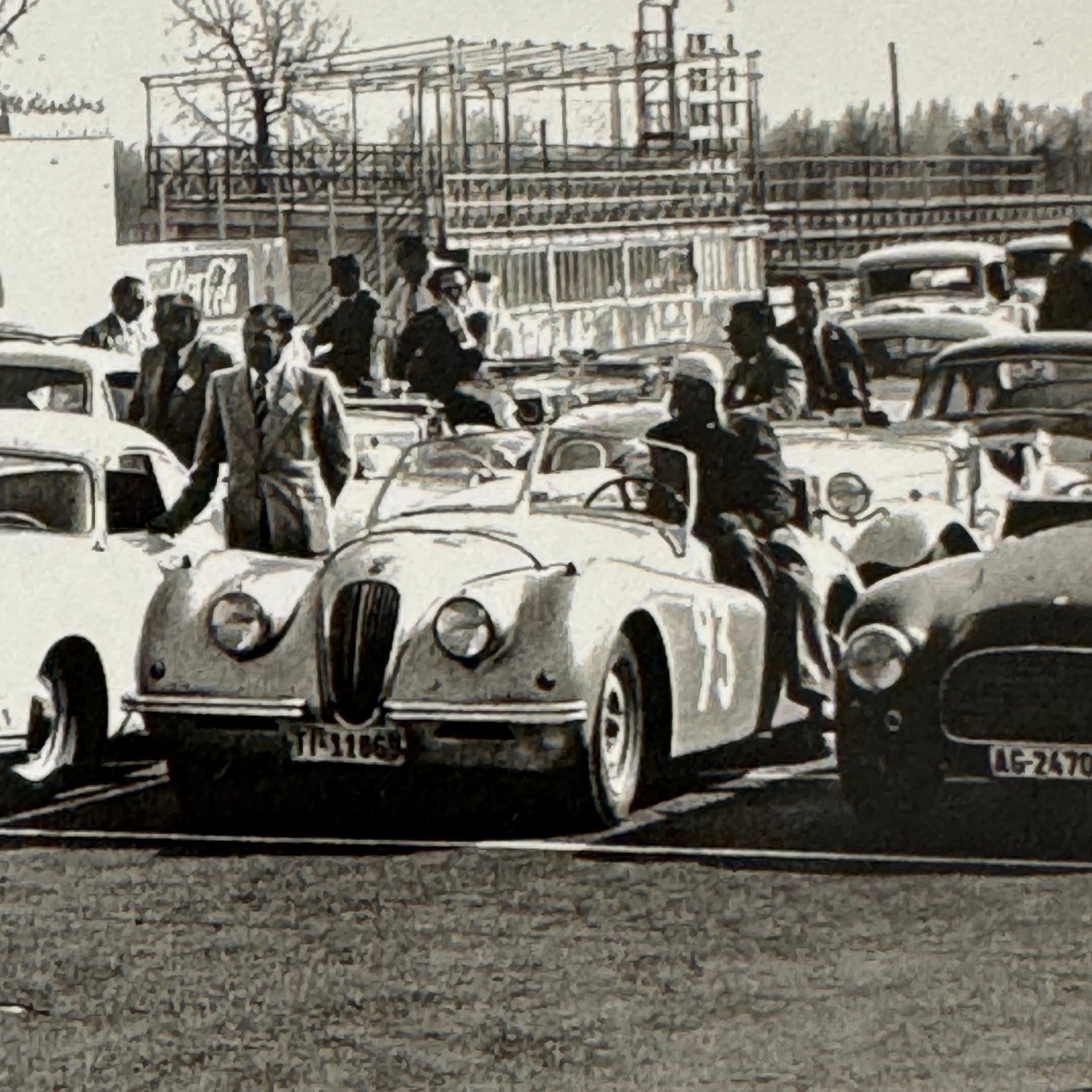 1952 Swiss Car Racing Club at Monza Photo Photograph Jaguar Porsche Modern Print
