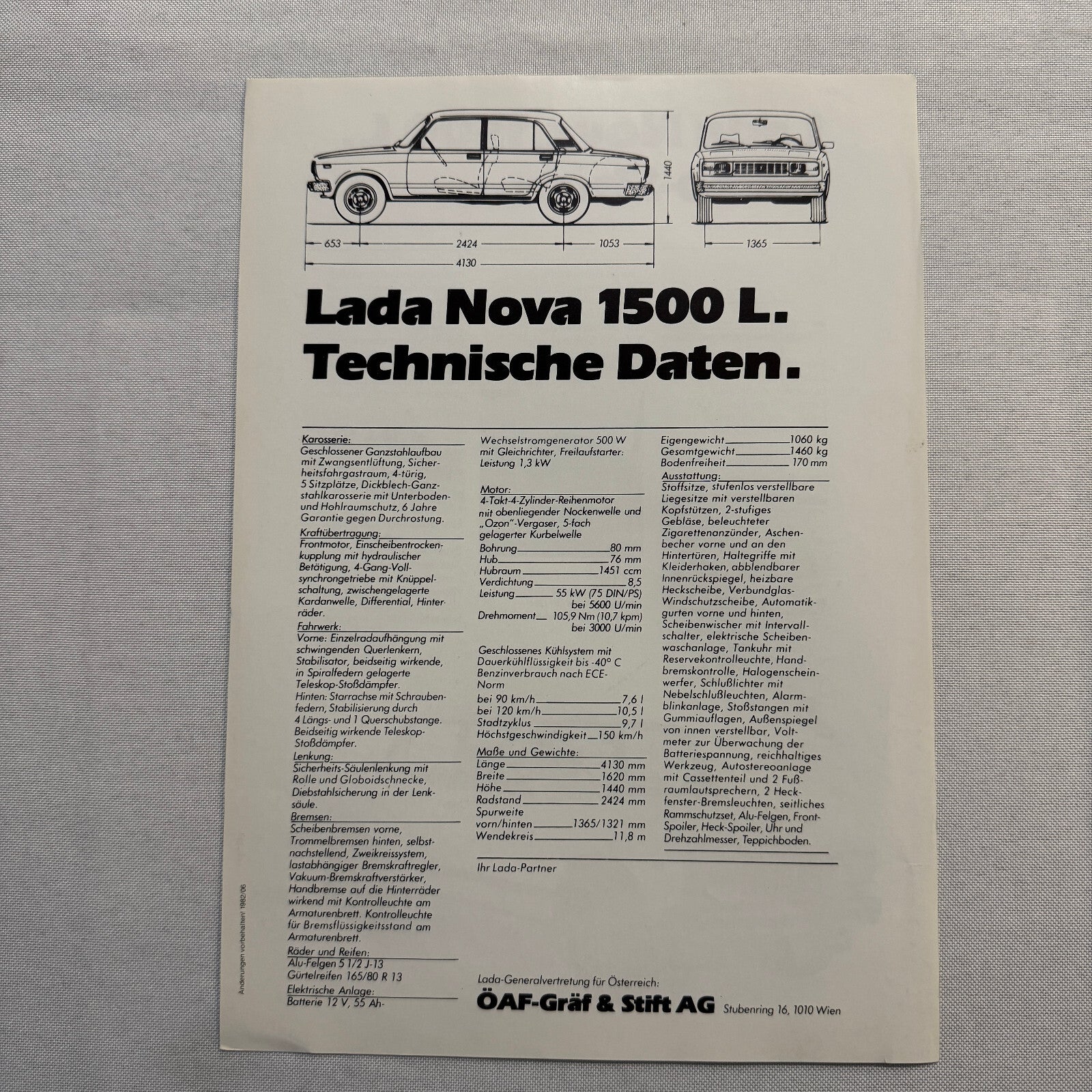 Lada Nova 1500 L Car Sales Brochure Catalog Advertising Vintage German Text
