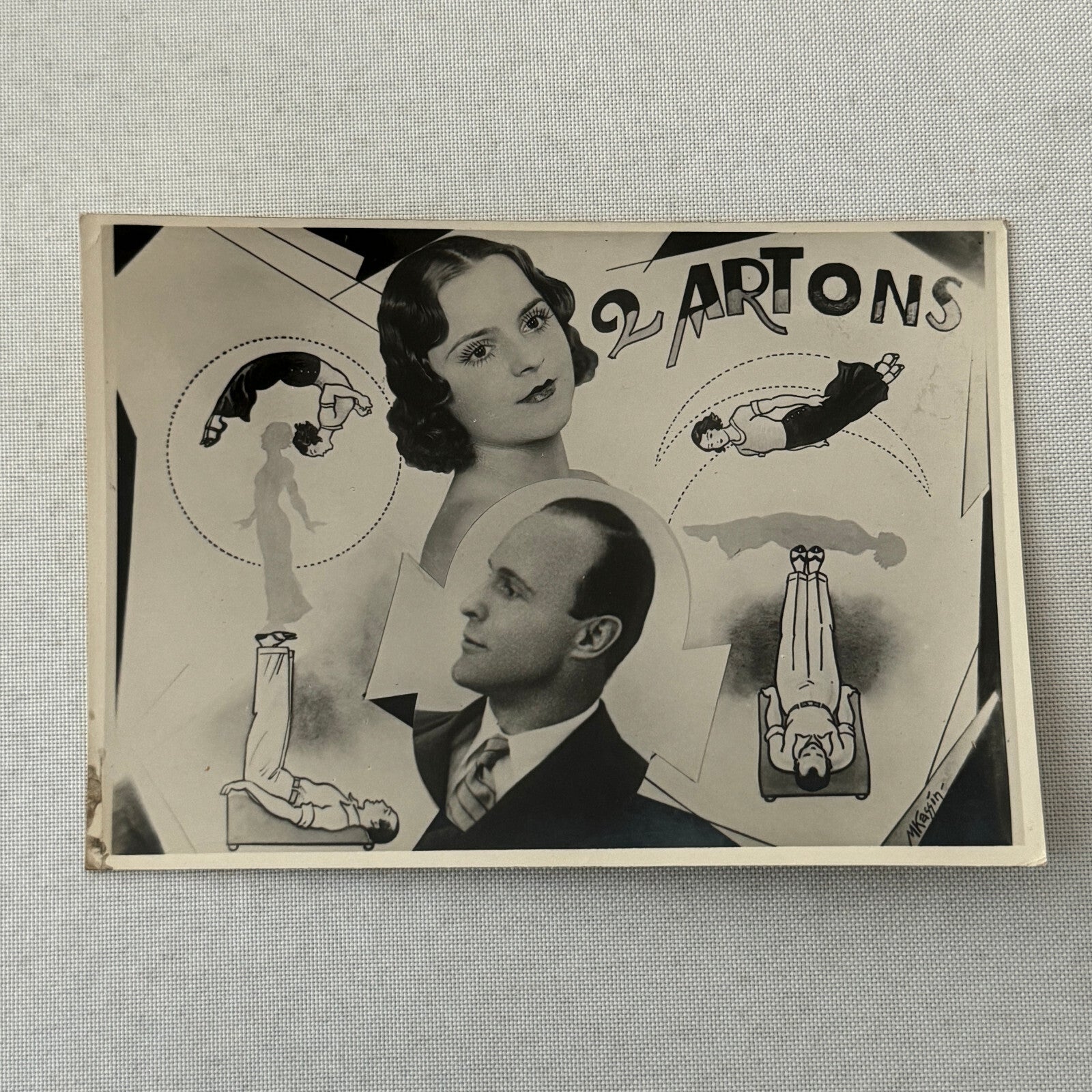 Vintage Circus Acrobat Balancing Act Photo Photograph 2 Artons