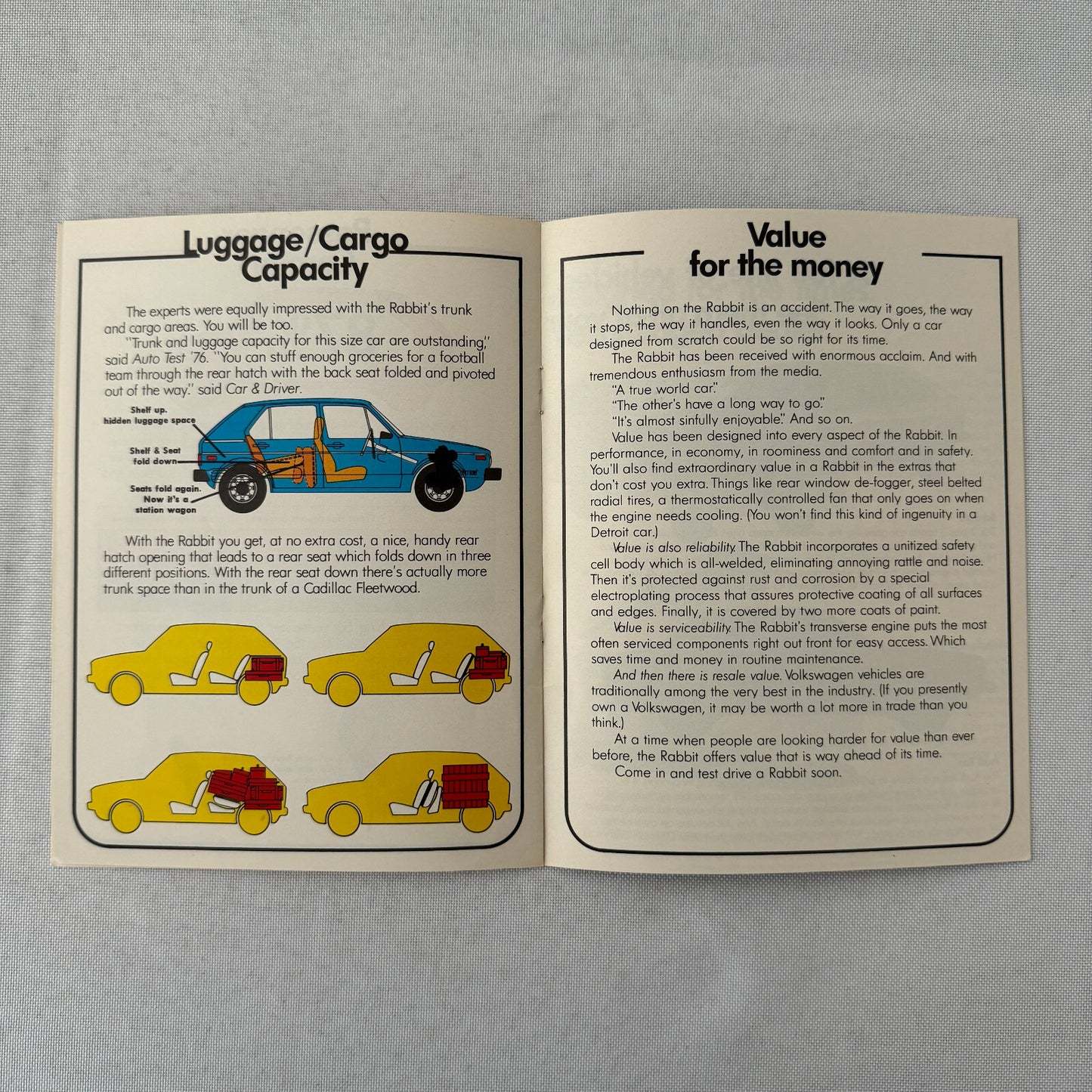 Volkswagen VW Rabbit Car Sales Brochure Catalog Canadian 1977 Campmobile Bus