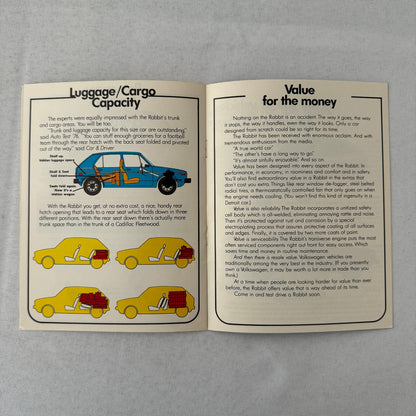 Volkswagen VW Rabbit Car Sales Brochure Catalog Canadian 1977 Campmobile Bus