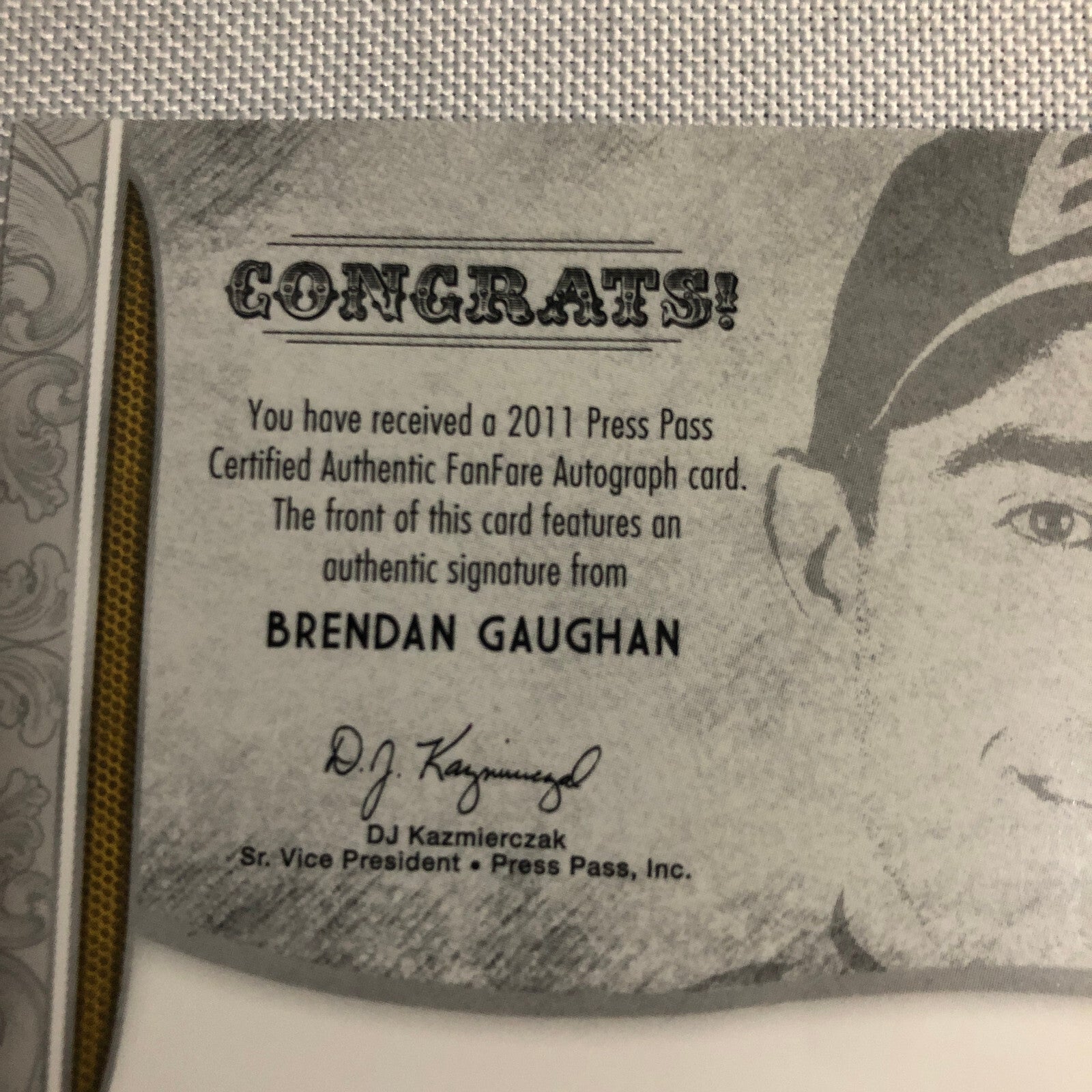 2011 Press Pass Fanfare Autograph Brendan Gaughan Signed Signature Auto NASCAR