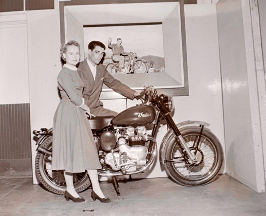 Indian Motorcycle Vintage Photo NEGATIVE Couple with Bike Vintage