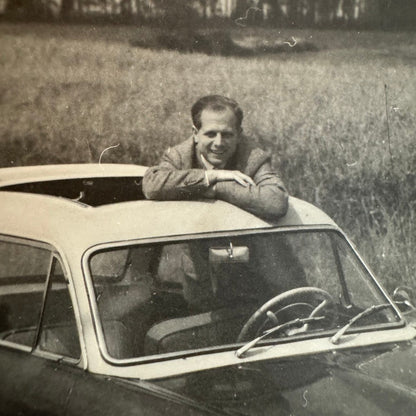 Vintage Photograph Man with Car Automobile Photo Print Unidentified