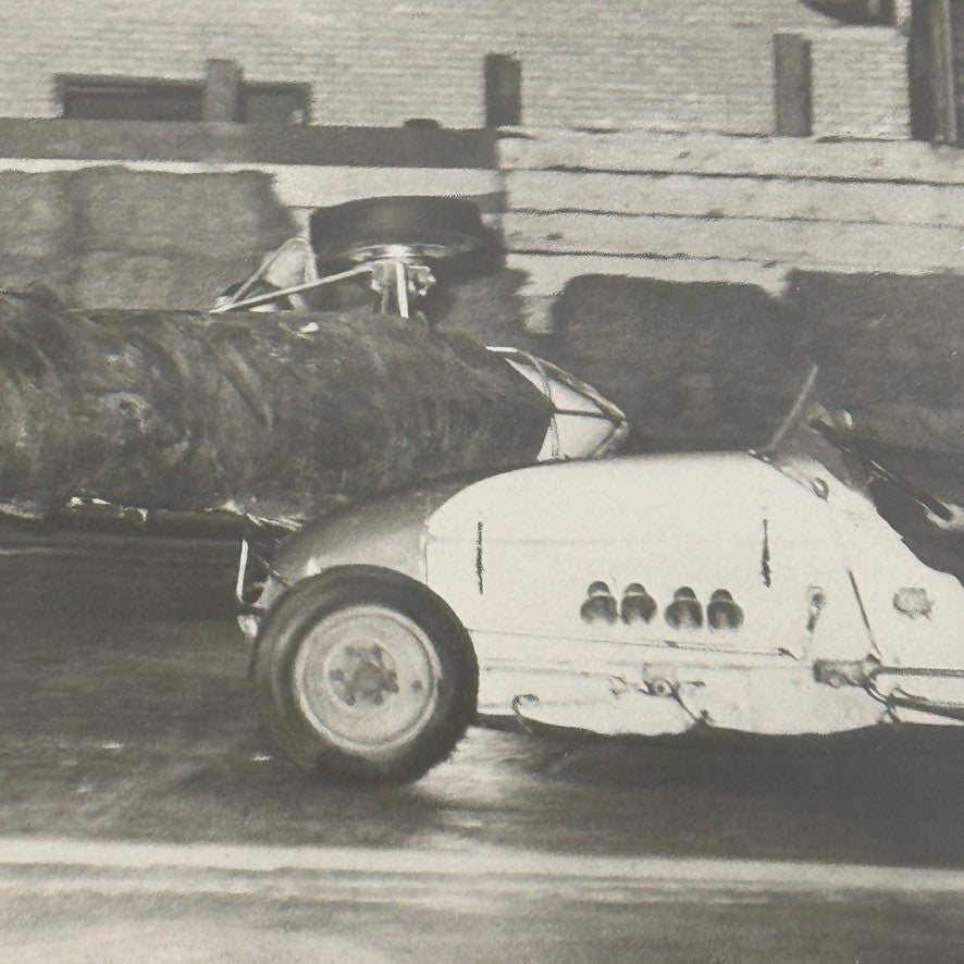 Vintage Midget Racing Car Crash Wreck Accident Photo Photograph Print Motorsport