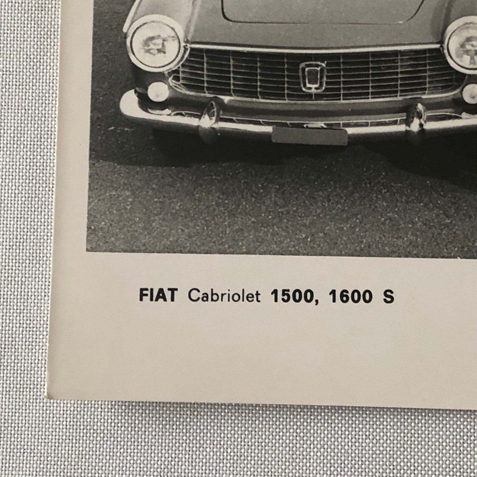 Fiat 1500 and 1600 S Cabriolet Convertible Factory Press Photo Photograph