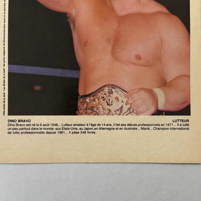 Vintage Wrestling Print Insert Dino Bravo Quebec French 1983