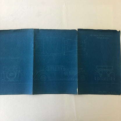 1930 Coachbuilder Car Design Blueprint Rendering Blue Print Phaeton Body Style 