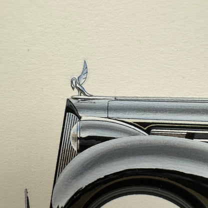 1938 Packard Model 1608 Twelve Cabriolet by Brunn Car Illustration Art Drawing