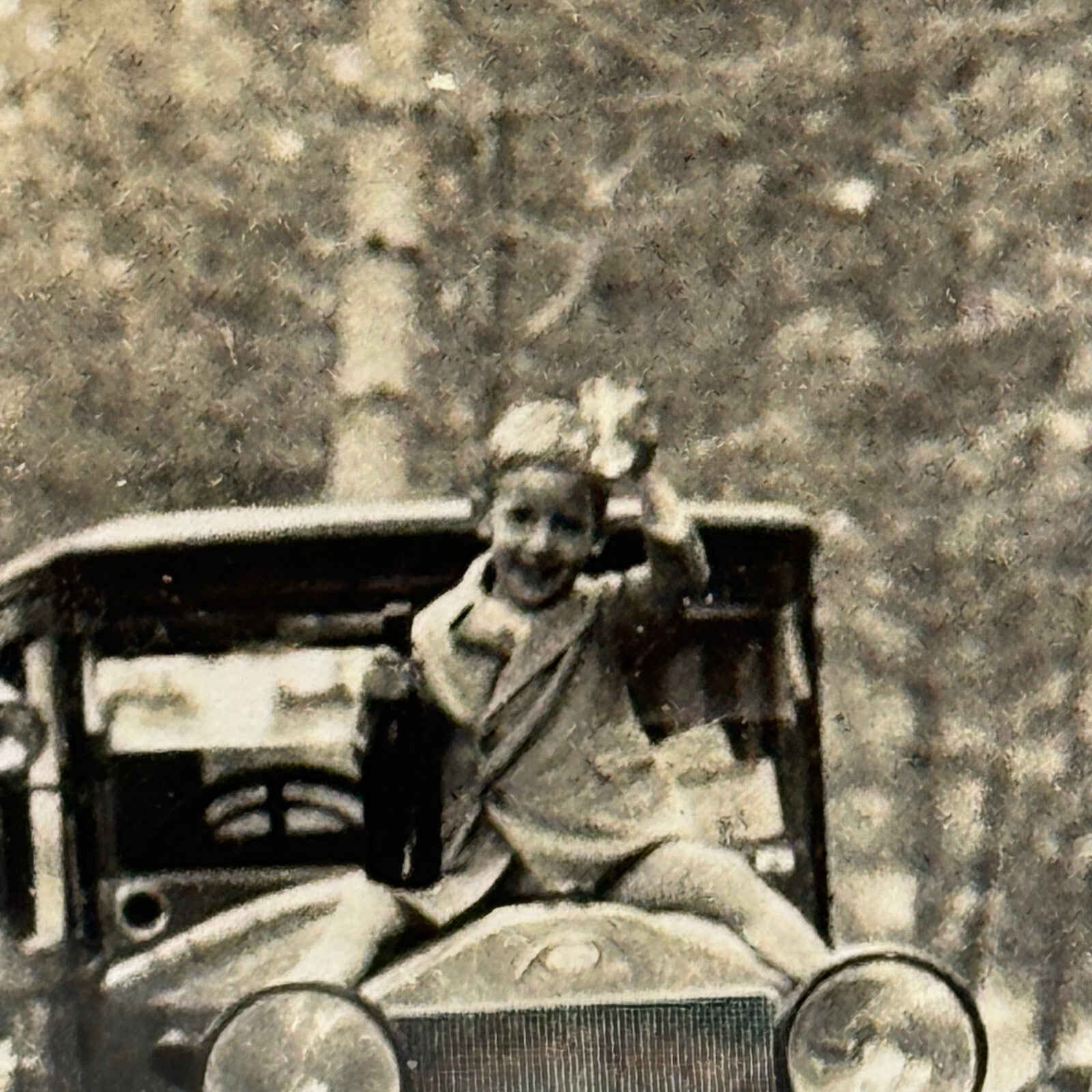Vintage Photo Photograph Print Child with Early Car Automobile