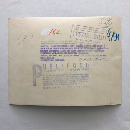 1962 Italian Grand Prix Monza Racing Photo Photograph Graham Hill BRM T57 Car 