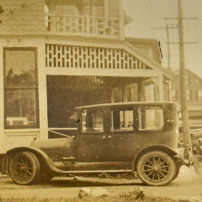 Vintage Car Photo Street Scene Automobile Building Snapshot Image