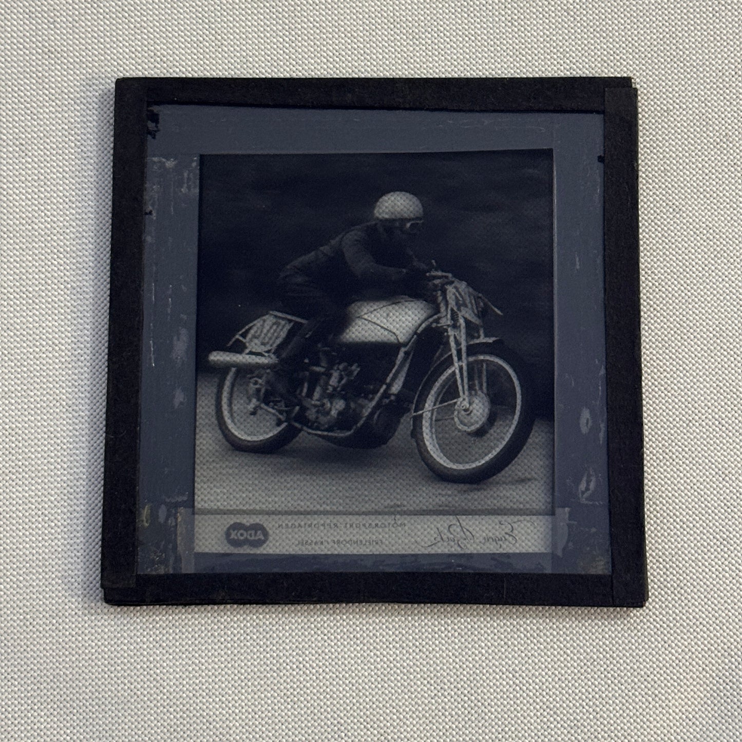 Antique Glass Plate Lantern Slide Motorcycle Racing Karl Lottes DKW German Bike