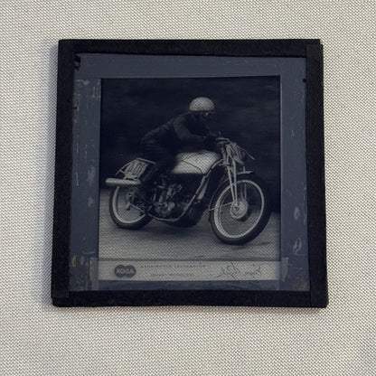 Antique Glass Plate Lantern Slide Motorcycle Racing Karl Lottes DKW German Bike