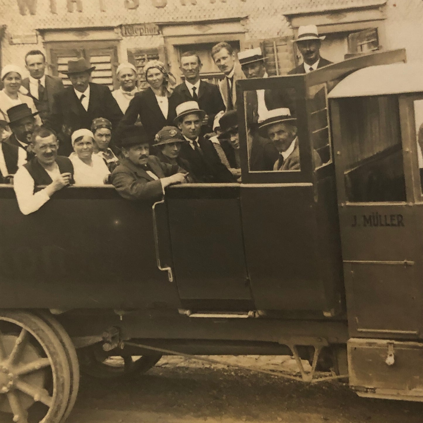 Vintage Photo Photograph Print People in Truck Germany Mogelsberg - Tag AL22SM1