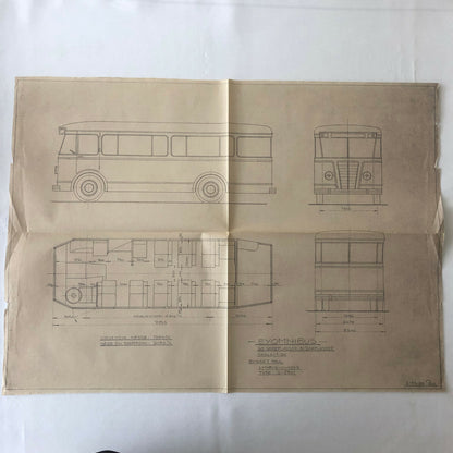 1935 Coachbuilder Bus Design Blueprint Rendering Blue Print Coach Bus Truck