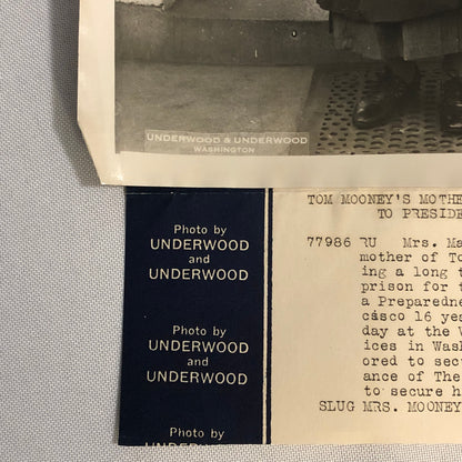 Press Photo Photograph Thomas Mooney Mother at White House 1932 Underwood