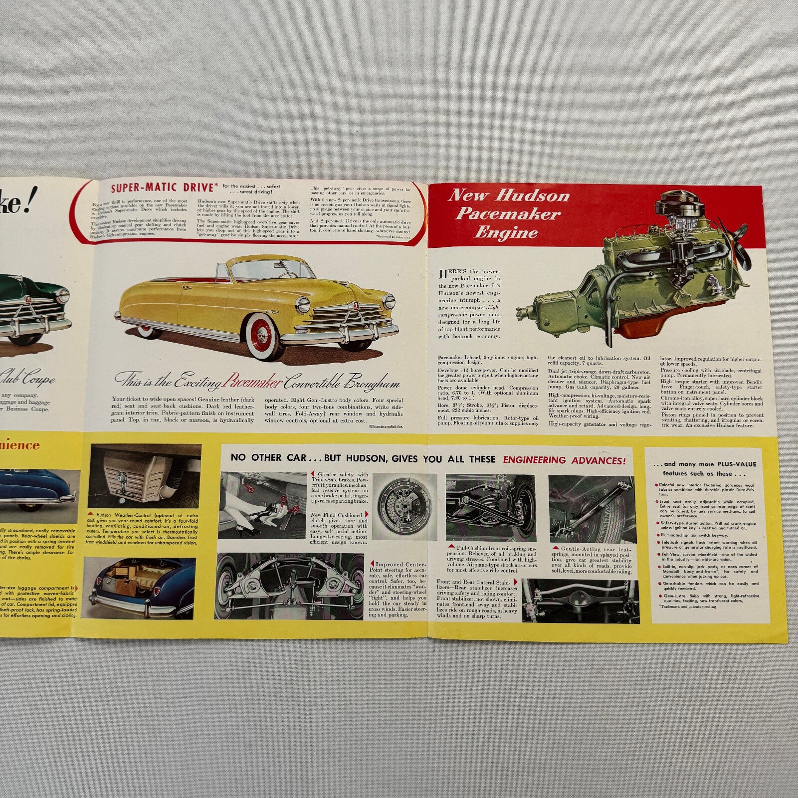 Hudson Pacemaker Car Sales Brochure Catalog Advertising Convertible Coupe Sedan