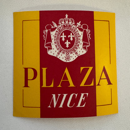 Vintage Travel Luggage Label Hotel Plaza Nice France French