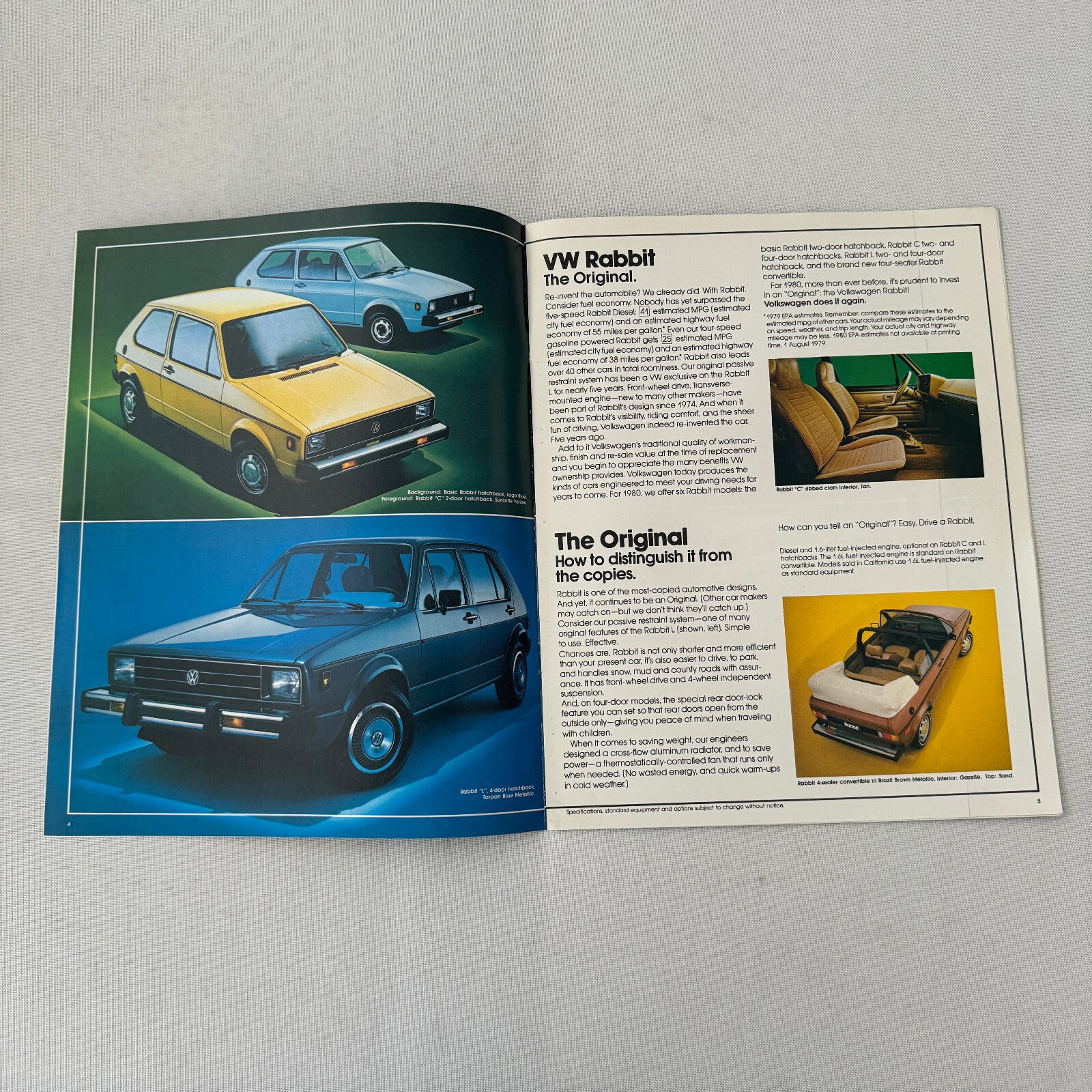 1980 Volkswagen VW Car Sales Brochure Catalog Rabbit Vanagon Camper Pickup +