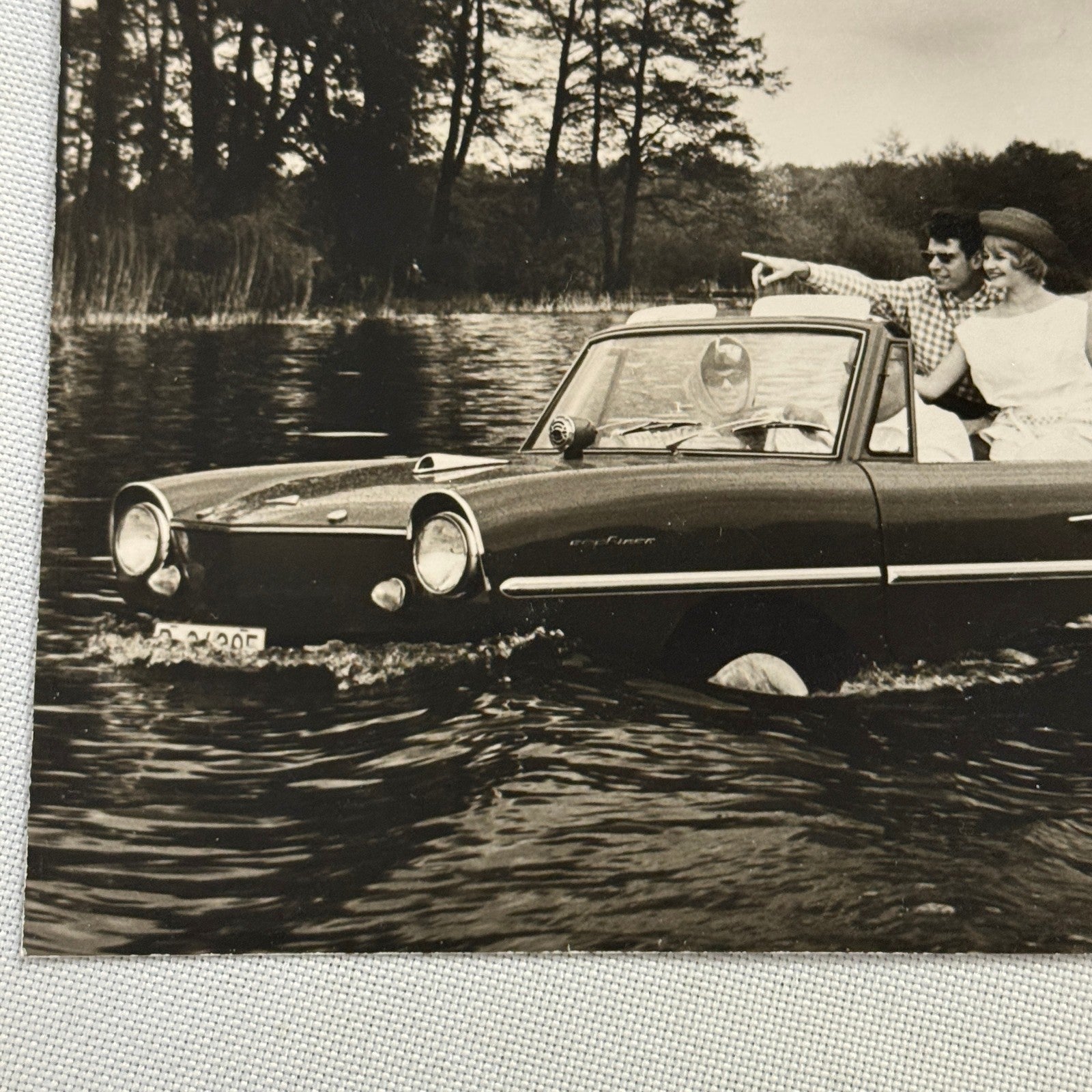 AMPHICAR Vintage Car Boat Factory Press Photo Photograph Lot 2x Vintage