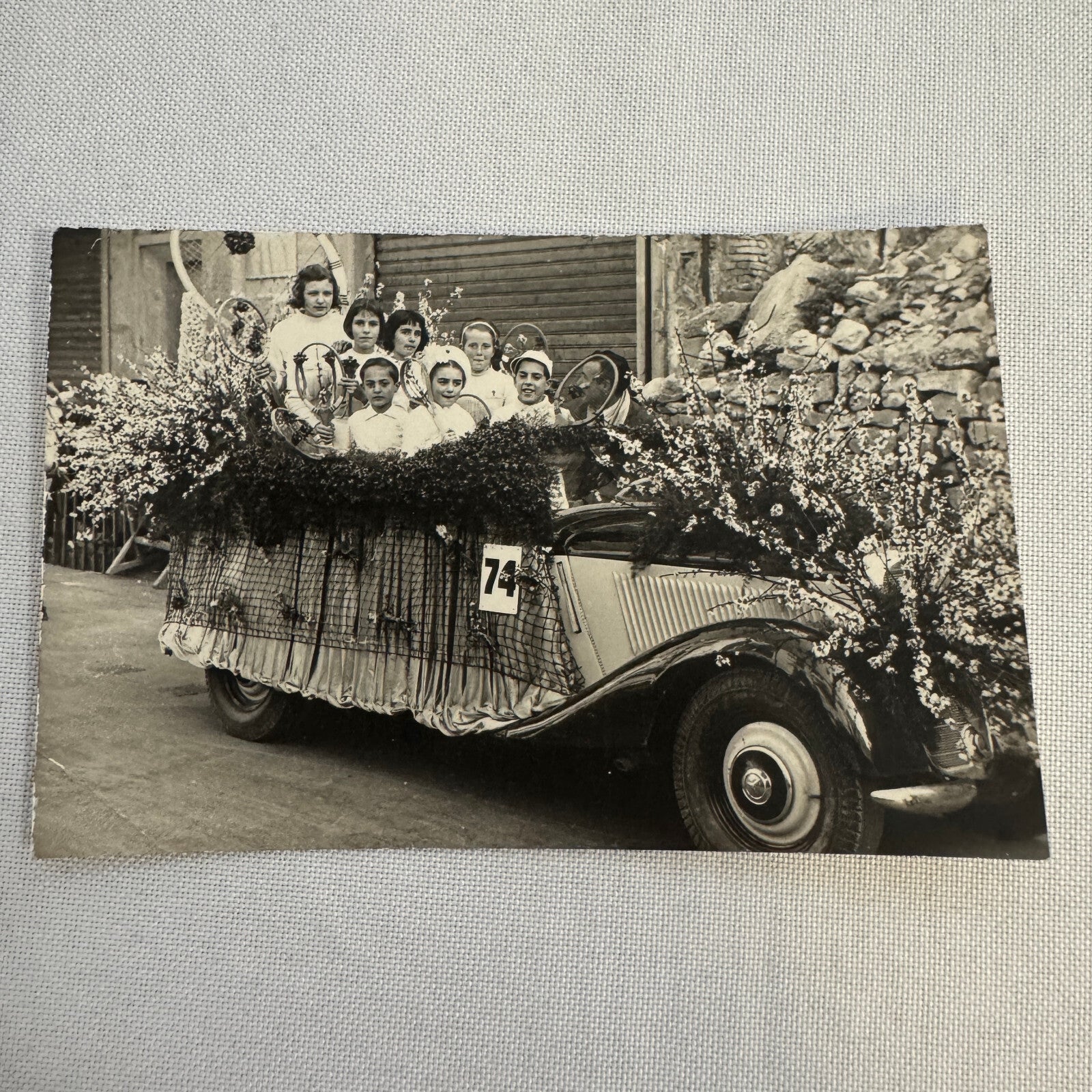 Vintage Postcard Post Card Children in Automobile Parade Float European