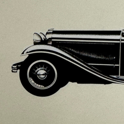 1931 N.A.G. V8 Sport Cabriolet Car Illustration Art Drawing Vintage Miniature