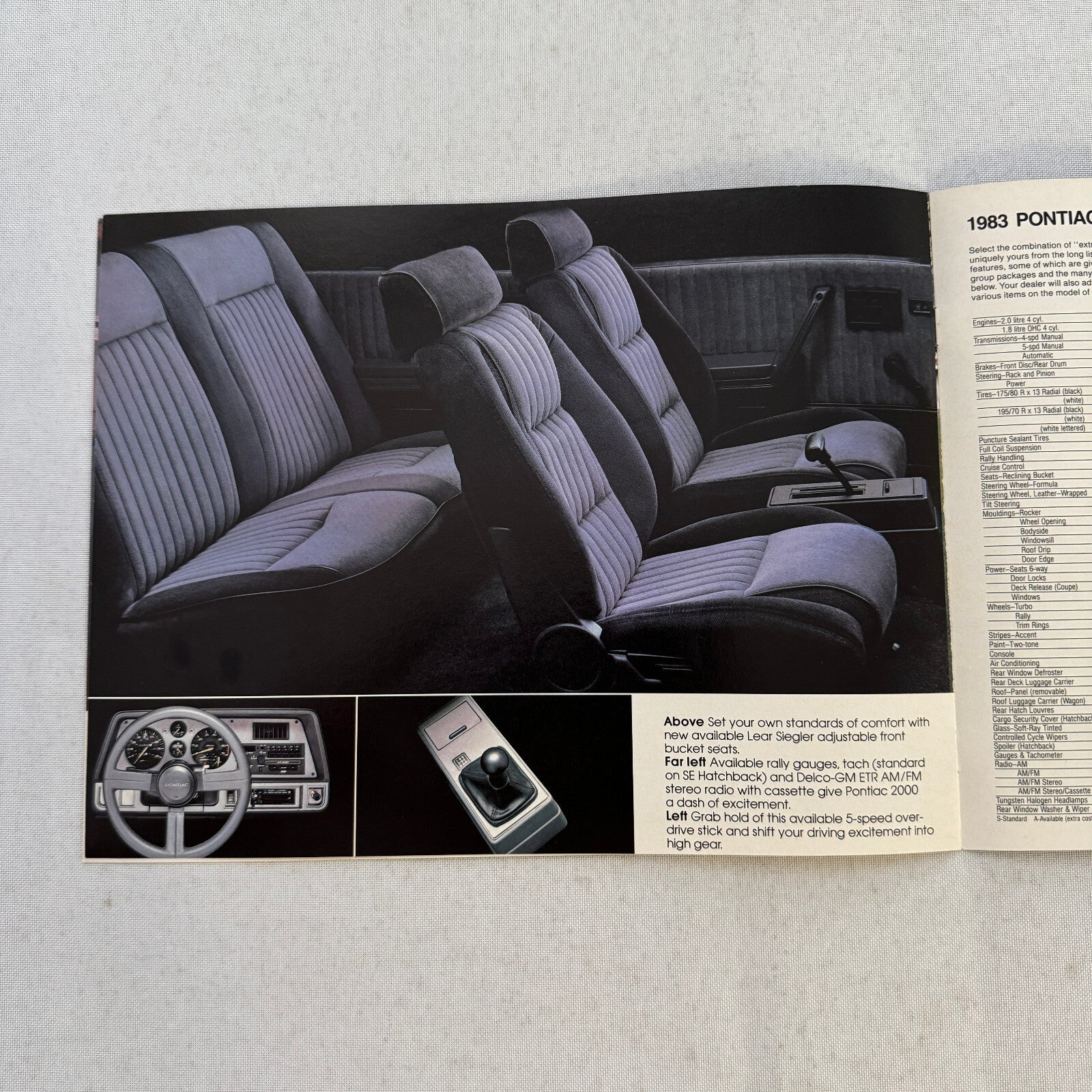 1983 Pontiac 2000 Car Sales Brochure Catalog Convertible Coupe Sedan Hatch Wagon