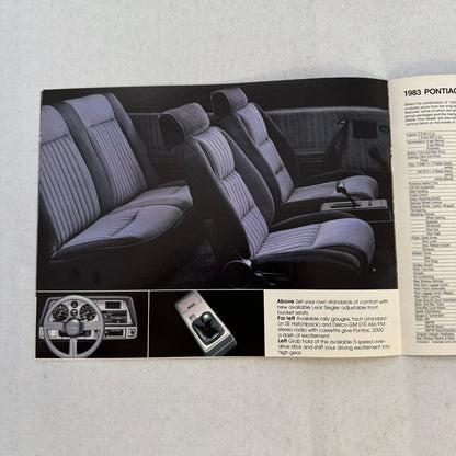 1983 Pontiac 2000 Car Sales Brochure Catalog Convertible Coupe Sedan Hatch Wagon