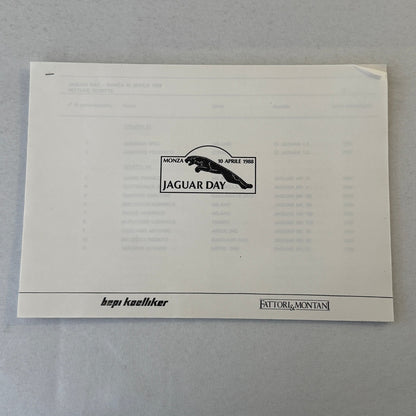 1988 Jaguar Silk Cut Racing Press Kit Photos Jaguar Day at Monza ITALIAN