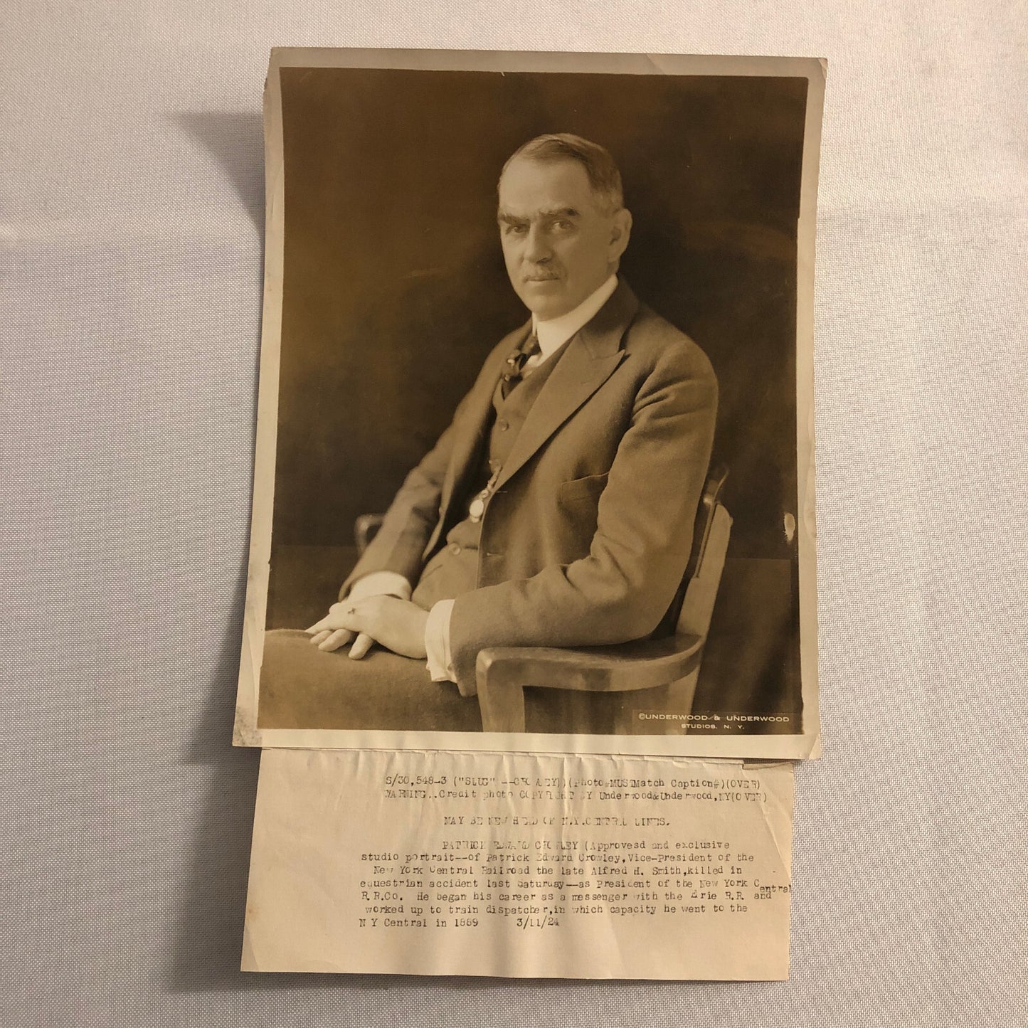 Press Photo Photograph New York Central Railroad Railway President 1924 Train