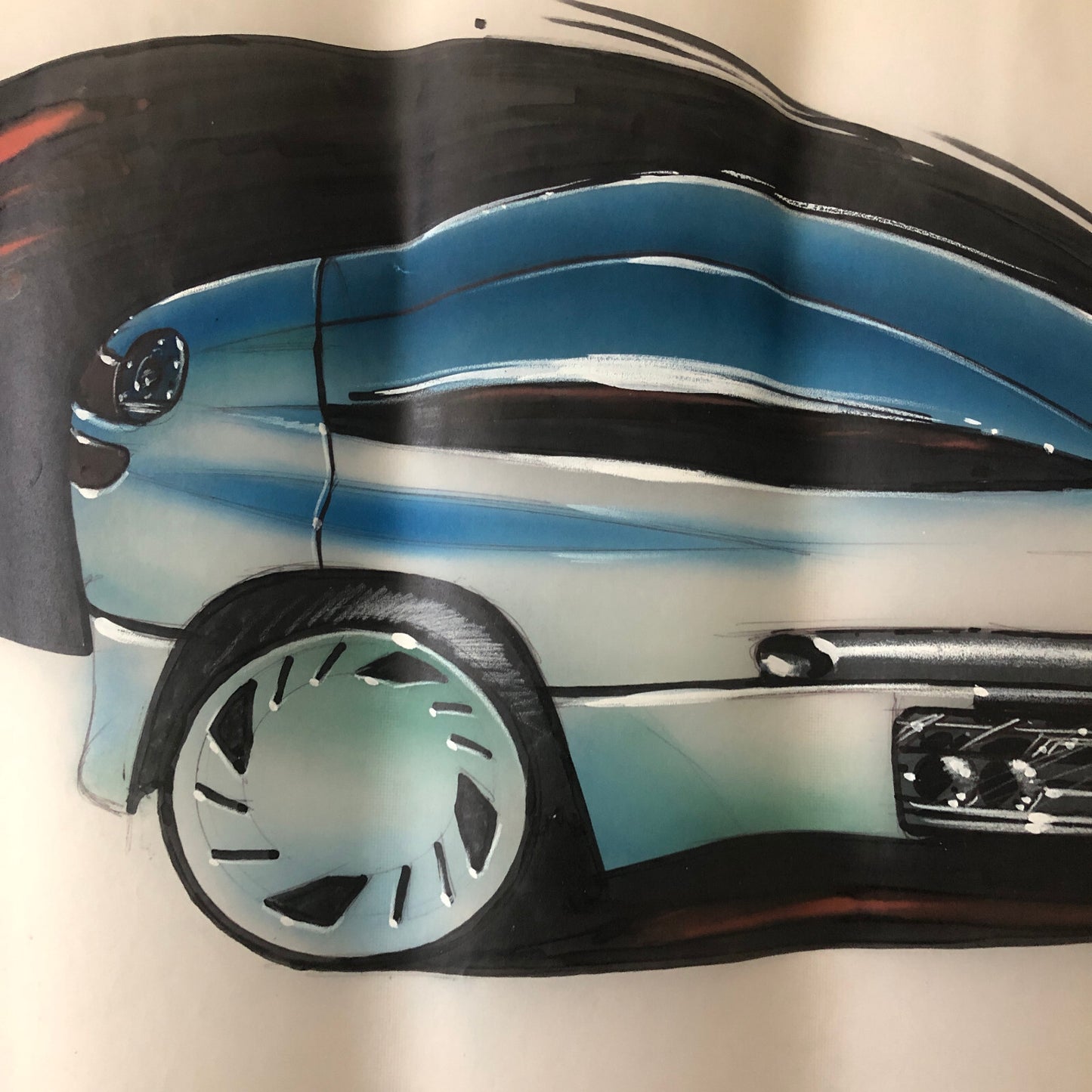 Car Styling Concept Illustration Art Drawing Sketch Vintage Original 1986