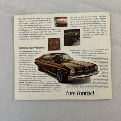 Pontiac Ventura II Car Sales Brochure Vintage Advertising Sprint