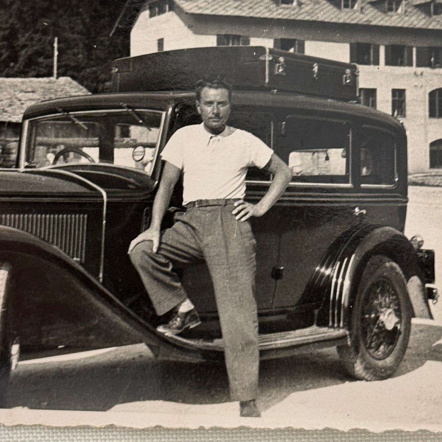 Vintage Photograph Photo Early Car Automobile Man Antique