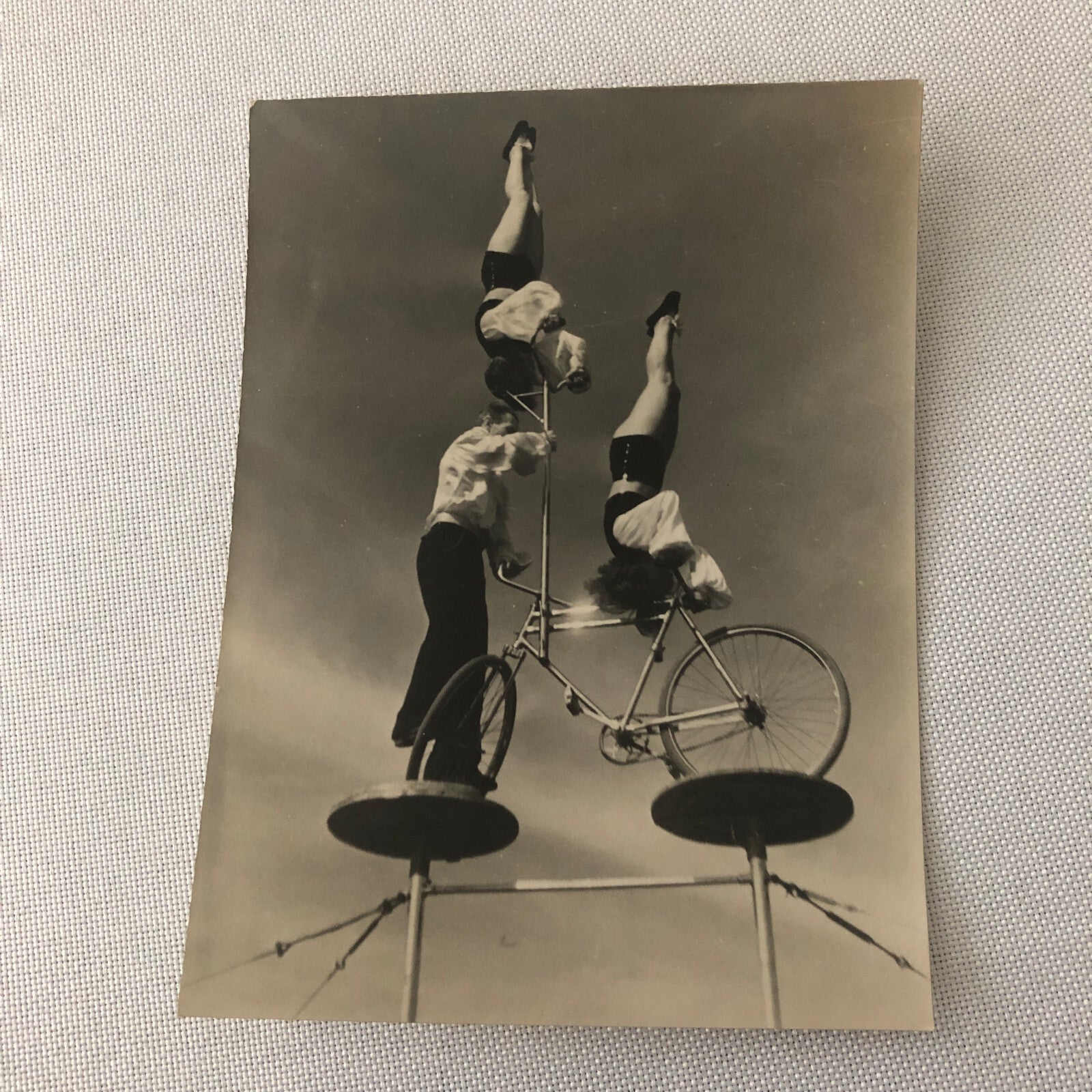 Circus Performer Bicycle Balancing Act Photo Photograph Vintage