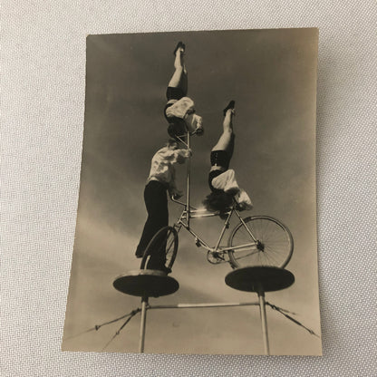 Circus Performer Bicycle Balancing Act Photo Photograph Vintage